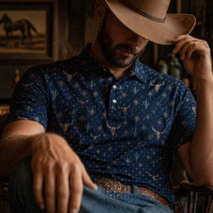 High Quality Western <b>Shirts</b> Men Cowboy Quick Dry Athletic Thin Height Elasticity <b>Vintage</b> Printing <b>Polo</b> Golf Men <b>Shirt</b> - Product Image 1