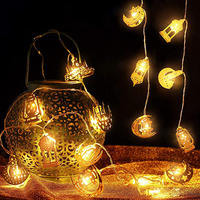 Guirlande lumineuse LED 2m 10 LED en cuivre IP44, décorations Ramadan Aïd Moubarak, étoile et lune, à piles, pour l'Aïd al-Adha
