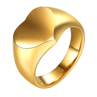 Hochwertiger vergoldeter leerer Fingerring Minimalisti scher Edelstahl-Herz-Siegelring-Schmuck