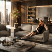 Ensemble de canapés de bureau en cuir de luxe moderne, modulable (simple et multi-places), pour réception d'entreprise et projets de repos