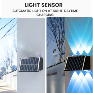 Nuove Luci <span class=keywords><strong>da</strong></span> Parete per Giardino con Sensore di Movimento di Emergenza, Portatili a Ricarica Solare <span class=keywords><strong>da</strong></span> <span class=keywords><strong>Esterno</strong></span> Impermeabili con 4 LED Luce Calda/Colori RGB - Product Image 3