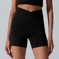 Shorts de cyclisme et de sport pour femme Printemps 2026, taille 3 pouces, taille en V, couleur unie nude, sans couture, respirant, séchage rapide, pour le yoga et les activités sportives