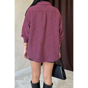 Camisas Asimétricas con Cuello Brillante Color Fucsia, Estilo Retro, Talla Única, Holgadas, de Modal y Algodón Transpirable, Estampado Diario, Venta al Por Mayor - Product Image 1