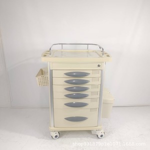 ABS Mobile <b>Wheeled</b> <b>Trolley</b> Double Drawer Infusion Therapy Cart Cleanroom Stainless Steel Treatment Cart Anesthesia Cart - Product Image 3