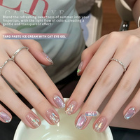 Nouveau Kit de Vernis à Ongles Gel Effet Œil de Chat Série Glace Taro 6 Couleurs avec Perles de Verre, Nécessite une Lampe UV pour Sécher
