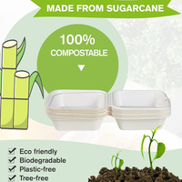Nouvelles Boîtes Alimentaires Jetables en Canne à Sucre – Contenants Clamshell en Pulpe Naturelle de Canne à Sucre 6'' – Boîte à Déjeuner à Emporter en Bagasse Monopièce