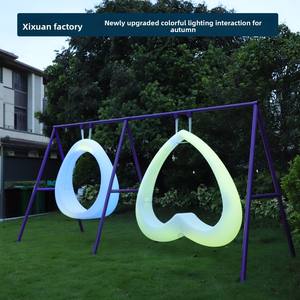 Trendy Blauwe Binnen/Buiten Schommelstoel Hartvormige Gloeiende Schommel Voor Volwassenen Kinderen Schilderachtige Plekjes Herbergen Villa Tuin Binnenplaats - Product Image 4