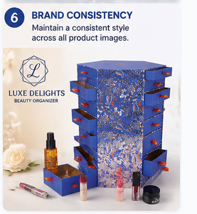 Caja de Calendario de Adviento Personalizada en Forma de Torre Hexagonal Azul con Cajones, Embalaje de Cartón Rígido para Regalos de Lujo - Product Image 4