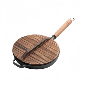 <span class=keywords><strong>Wok</strong></span> de hierro fundido pre-sazonado con mango de madera para freír verduras - Product Image 5
