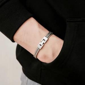 Alta calidad 18K chapado en oro personalizado cubano Curb doble fila quilla Cadena de serpiente estilo clásico brazaletes de acero inoxidable - Product Image 3