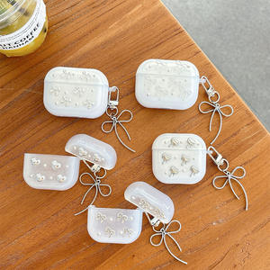 Étui de protection Bluetooth en TPU avec paillettes et nœud en forme de cœur pour <span class=keywords><strong>AirPods</strong></span> 4, design féminin, étui personnalisé pour écouteurs <span class=keywords><strong>AirPods</strong></span> Pro3 - Product Image 3