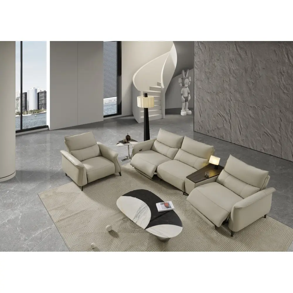 Canapé modulaire en forme de L personnalisé Ensemble de canapés en cuir Mobilier Grand canapé de salon intelligent de luxe moderne
