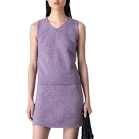 Mini jupe courte pull deux pièces ensemble pour femmes cachemire tricoté sans manches gilet jupe doux printemps été Chic ensembles