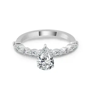 Manufacturer Direct Sale Moissanite Wedding pear cut 1ct Women wedding engagement With platinum diamond moissanite ring