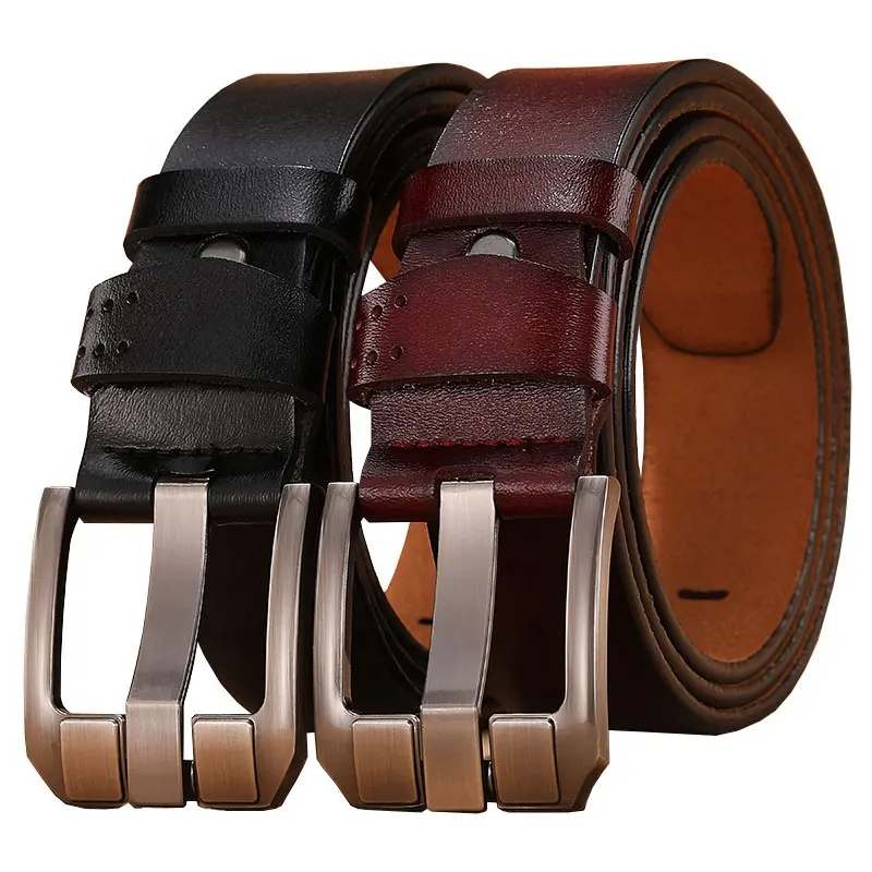 Factory direct sales Men's retro belt lengthened large size genuine leather belt wide pin buckle belt