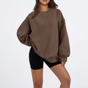 Sweat-shirt surdimensionné personnalisé pour femme en molleton de coton, col rond, pull décontracté épais, style streetwear, vente en gros - Product Image 1