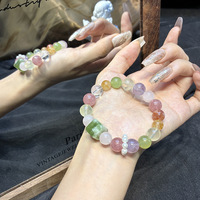 Bracelet en cristal de sucre naturel Xiuyan, bracelet coloré en cristal de quartz rose, cristal blanc, fleur de pêcher, attirant la richesse