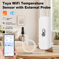 Nouveau Thermomètre Hygromètre Tuya WiFi Intelligent, Capteur de Température et d'Humidité, Commande Vocale, Sonde à Piles pour Réfrigérateur