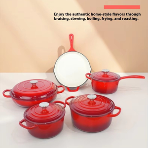 家庭用鋳鉄エナメルポットセラミックノンスティックパン多機能シチューポット平底パン - Product Image 1