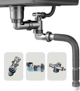 Tuyau de vidange PVC anti-odeur haute qualité, multi-angles, diamètre 110 mm, avec filtre d'évier de cuisine mobile en acier inoxydable - Product Image 2