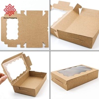 Boîtes à fenêtre en papier kraft pour gâteaux, desserts, biscuits, pâtisseries, emballages, cartons pliables en carton blanc, stock disponible en gros