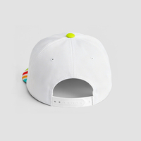 Casquette de baseball/golf structurée à 5 panneaux avec logo personnalisé, rayures verticales, visière imprimée par sublimation et broderie script, couleur blanche