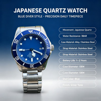 Montre à quartz pour homme OEM personnalisée, boîtier en alliage d'acier inoxydable, lumineuse, sportive, étanche 3ATM, mouvement japonais, vente en gros d'usine