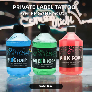 สบู่ดูแลหลังสักลาย ขนาด 500 มล. สีเขียว น้ำเงิน ชมพู ทำความสะอาด บรรเทาอาการระคายเคือง สบู่ธรรมชาติ แบรนด์ส่วนตัว สบู่พรีเมียมสำหรับสตูดิโอ PMU - Product Image 2
