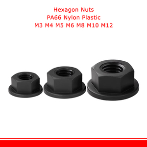 Écrou à bride en nylon en plastique hexagonal filetage métrique écrous à fond plat noir M3 M4 M5 M6 <span class=keywords><strong>M8</strong></span> M10 M12 isolation thermique et électrique - Product Image 2