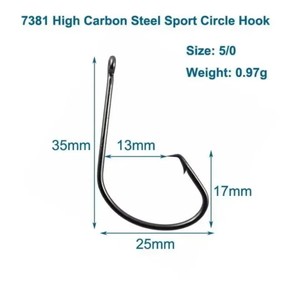 Hameçons de pêche en acier à haute teneur en carbone en gros, hameçons circulaires Octopus, hameçons Sabiki en nickel noir 7381 pour la pêche en eau salée - Product Image 3