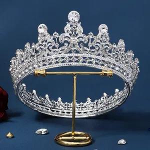 Diadema di lusso principessa moda in lega barocca strass corona sposa diserbo festa accessori per capelli da sposa gioielli all'ingrosso