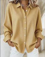 Chemise à carreaux à manches longues et col rabattu pour femme, polyvalente, quatre saisons, mode européenne et américaine