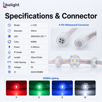 Cadena de Luces LED RGBW SK6812 para Exteriores, DC5V 20MM, Píxeles Digitales, SMD5050, IP67, para Iluminación de Fachadas de Edificios
