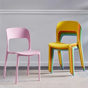 Sedia da pranzo moderna in plastica per <span class=keywords><strong>cucina</strong></span> con schienale curvo aperto, viola/<span class=keywords><strong>rosa</strong></span>, sedia commerciale in polipropilene per ristorante - Product Image 1