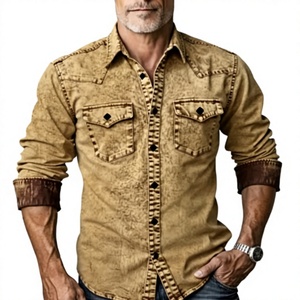 Camisa de Mezclilla Casual para Hombre TRIBON SPORTS, Corte Ajustado, Lavada, 100% Algodón, Cuello Clásico, Botones al Frente, Manga Larga, para Todas las Temporadas - Product Image 1