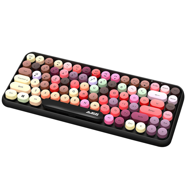Universal Wireless Keyboard Retro Typewriter Round Key Keyboard for ipad Win/iOS/Android Circular 84 Keys Keyboard
