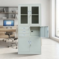 Grands classeurs métalliques avec porte vitrée et tiroirs