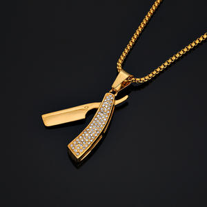 Hip Hop Shaver 18K chapado en oro Cubic Zirconia impermeable no deslustre Acero inoxidable joyería de moda colgantes para Mujeres Hombres Hombre - Product Image 3