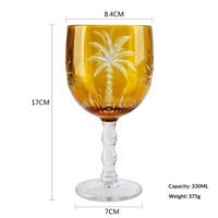 Gobelets en Verre Motif Cocotier RXCG03 Style Européen et Américain, Capacité 101-200ml, Vente en Gros Fabricant pour Restaurants et Usage Domestique