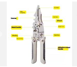 Pince multifonctionnelle industrielle pour électricien, poignée souple en plastique, acier inoxydable, dénudage de fils, ciseaux pour fils cassés - Product Image 4