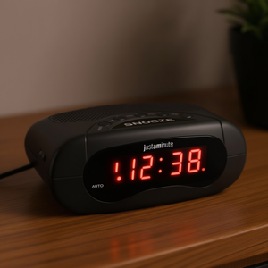 JUSTAMINUTE <b>Digital</b> Modern Alarm <b>Clock</b> with Snooze Function Black EH49101N - Product Image 3