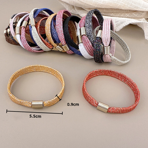 Bling sọc đồng bằng <span class=keywords><strong>ponytail</strong></span> chủ elastics vành đai phẳng tóc Rope Nhẫn phụ kiện kim loại liên kết tóc ban nhạc cao su tóc dày quan hệ - Product Image 2