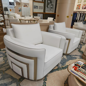 أرائك إيطالية بيضاء فاخرة مقطعية فاخرة على شكل قوس إيطالي مقعد واحد وحدات من الجلد الأصلي صالة ألعاب رياضية - Product Image 2