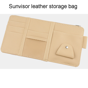 Bolsa de almacenamiento de cuero multifuncional para visera de coche, organizador de tarjetas y gafas - Product Image 3