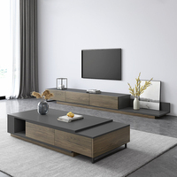 Design moderne meubles de salon de luxe en fer forgé en bois Rock Panel Storage TV Cabinet console