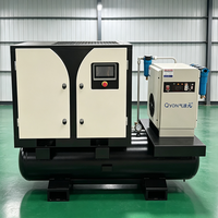 Compresseur industriel portable personnalisable 220V monophasé à vis 7,5 kW 10 CV petit et silencieux avec sécheur et réservoir CE
