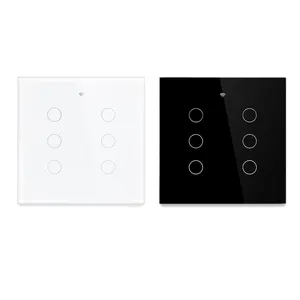 Interruptor de parede unkas tuya brasileiro, interruptor 4x4 wi-fi 6 gang, sensor de toque, interruptor inteligente de casa, funciona com alexa e google home