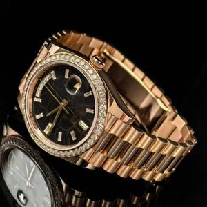 Reloj de Lujo de Alta Calidad con Bisel de Diamantes en Oro Rosa, Acero Inoxidable, Cristal de Zafiro, Movimiento Mecánico, Resistente al Agua 100 Bar - Product Image 5