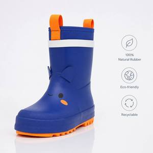 Bottes <span class=keywords><strong>de</strong></span> <span class=keywords><strong>pluie</strong></span> légères et souples en caoutchouc naturel pour enfants, doublure respirante, motif visage souriant, imperméables, type Wellington - Product Image 2