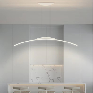 Minimalist tasarımcı yemek odası yüksekliği yaratıcı karakter kolye lamba sade siyah beyaz uzun ark hattı LED kolye ışık